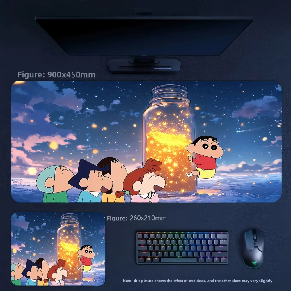 Office Multi-size Leather Table Mat Animation Crayon Shin-chan and His Friends Outdoor Play Series Leather Non-slip Mouse Pad