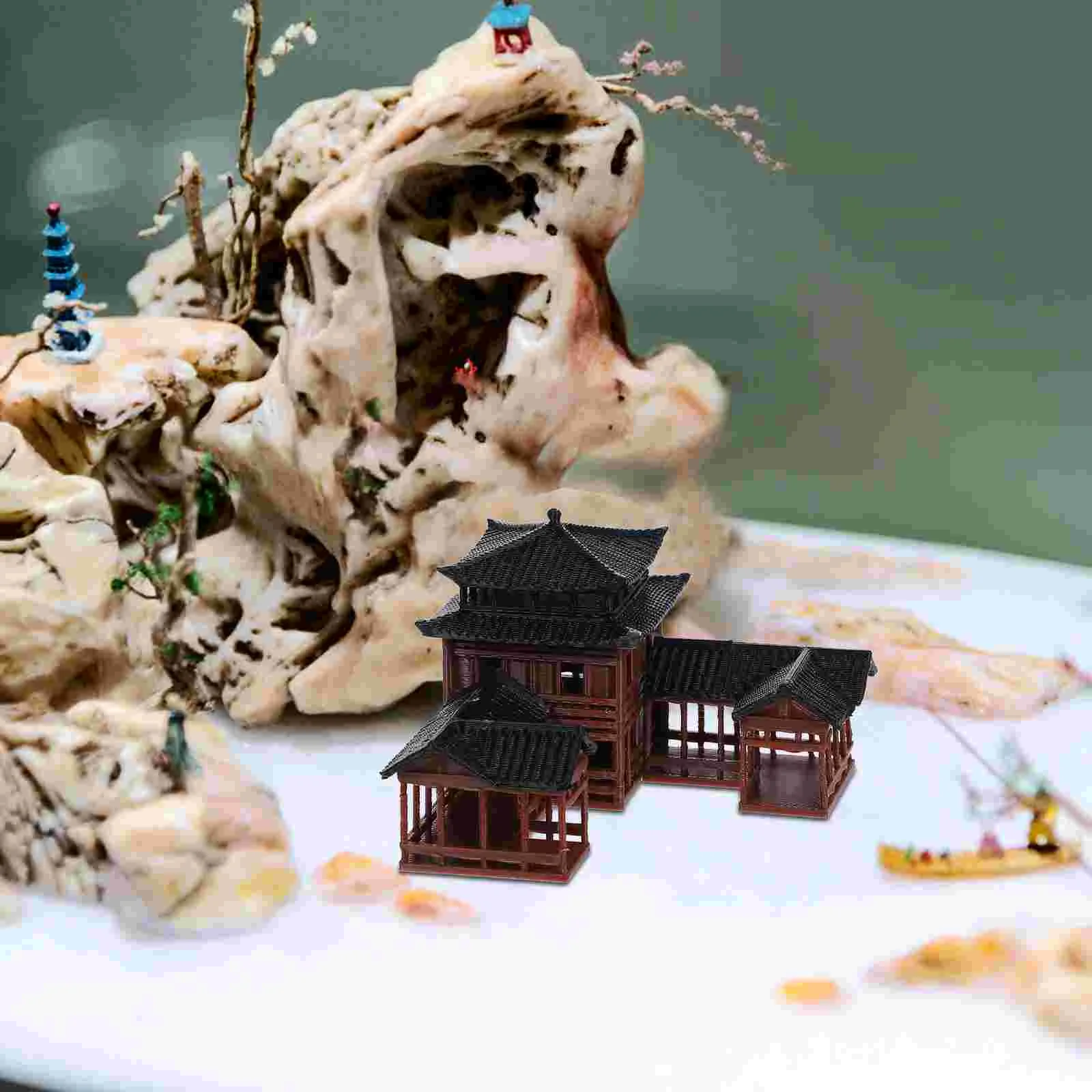 Bonsai Model Plastic Architectural Figurine Building Decor Traditional Inn Dollhouse