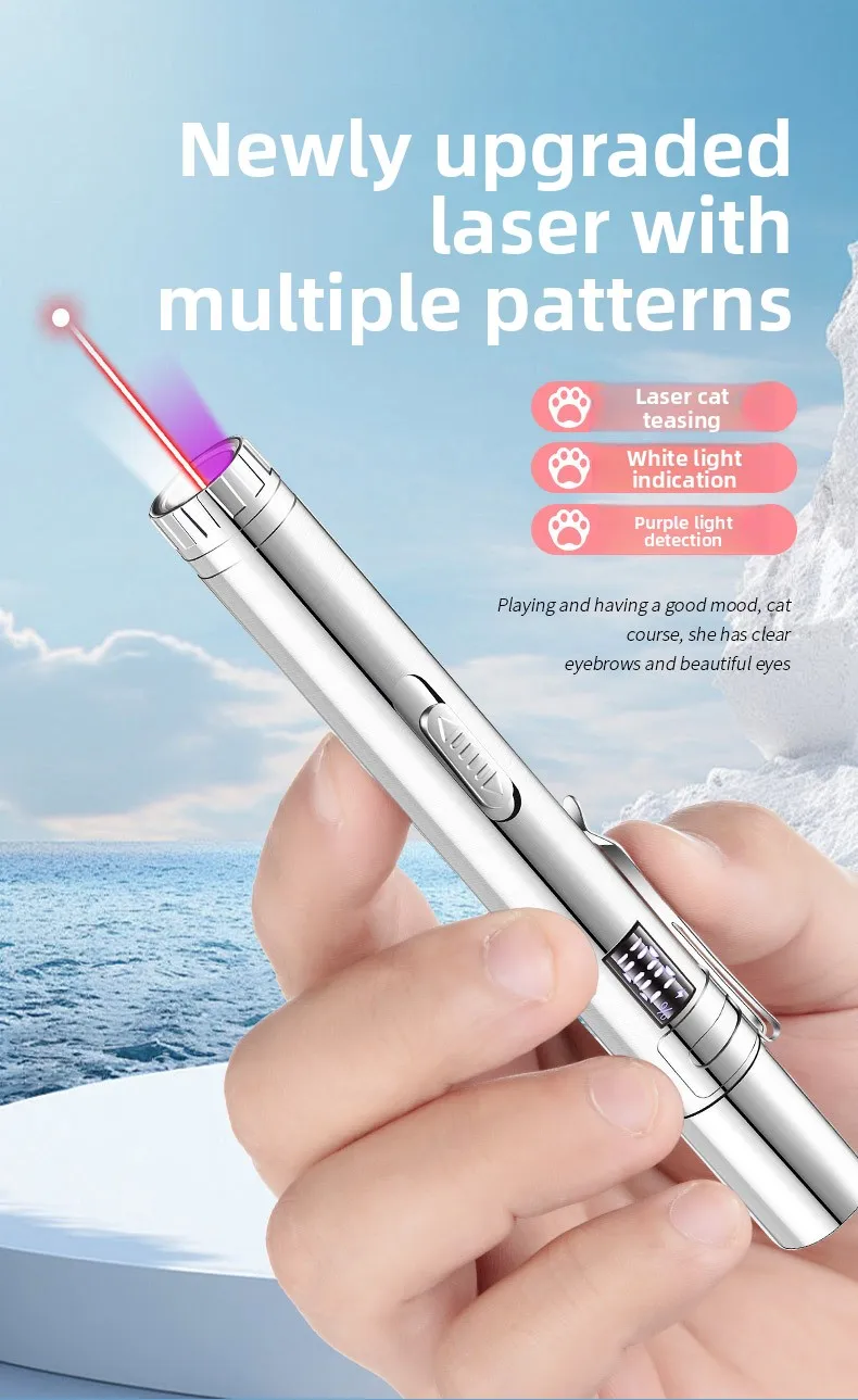 Portable Cat Laser Pointer LED Flashlight, Cat Teasing Laser Pen, Interactive Pet Cat Tickle Training Toy view 5