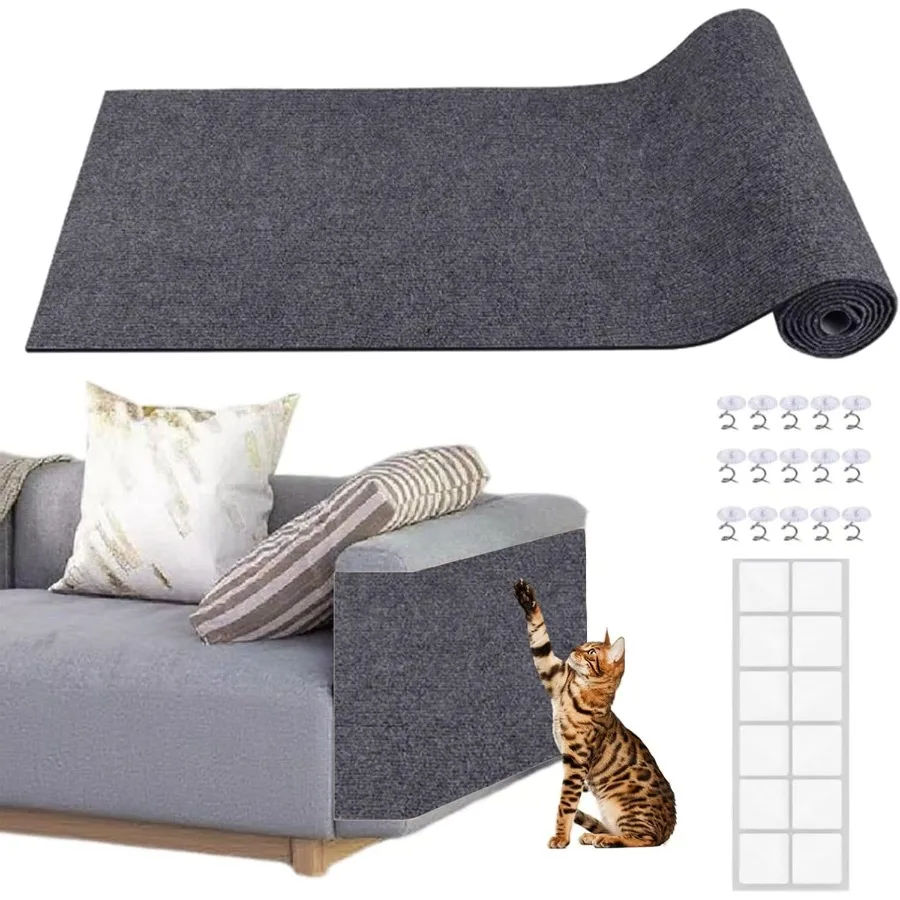 

Cat Scratch Furniture Protector 98"x16" ExtraLong SelfAdhesive Cat Scratch Pad for Couch Cuttable Carpet Sofa Shield with Clear