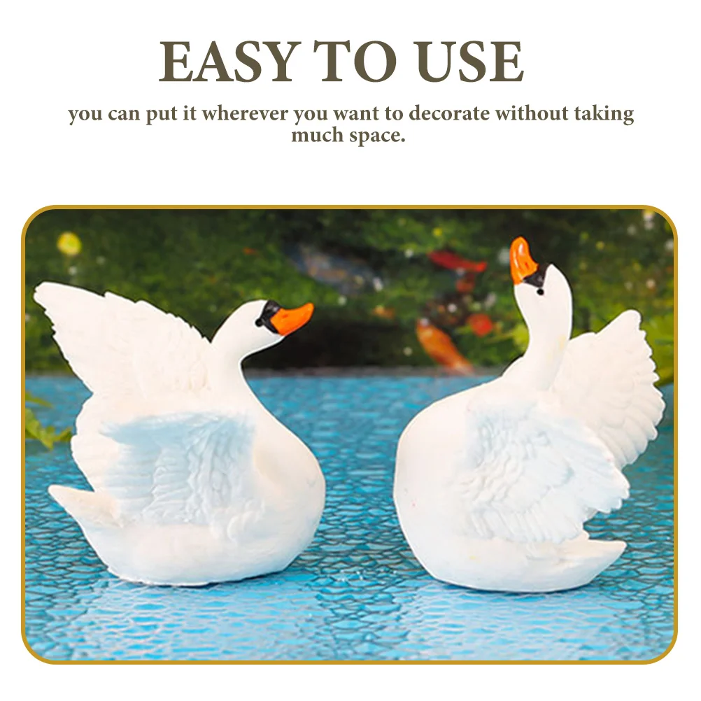 

4 Pcs Swan Ornaments Decorations Figures Elegant Delicate Statue Adorable Resin Figurine Cute Desktop