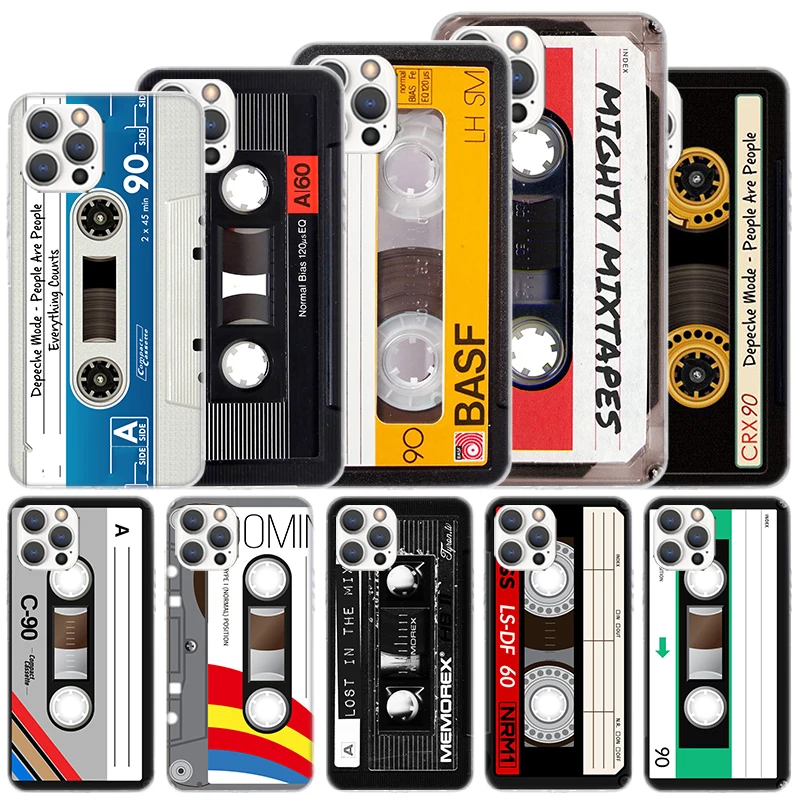 Vintage Magnetic Old Tape Cassette Soft Case For iPhone 16 15 Plus 11 12 13 Mini 14 Pro Max Apple Phone Cover X XS XR SE 7 8 SE 