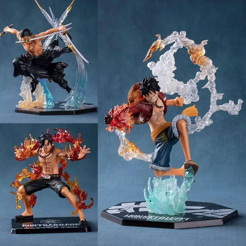 15-17CM One Piece Portgas·D·Ace Luffy Sanji Zoro PVC Doll Desktop Ornament Anime Gift Collection