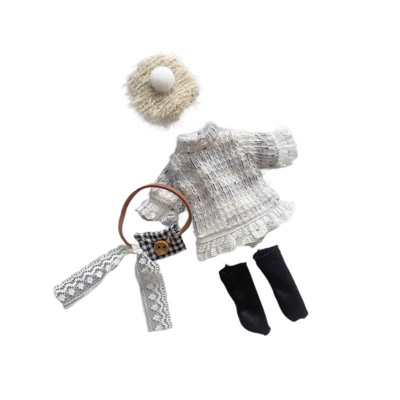 Cute 16-17cm Doll Clothes Fashion Style Dress up Toy with Outfit Suit Accessories for Children No Doll Included