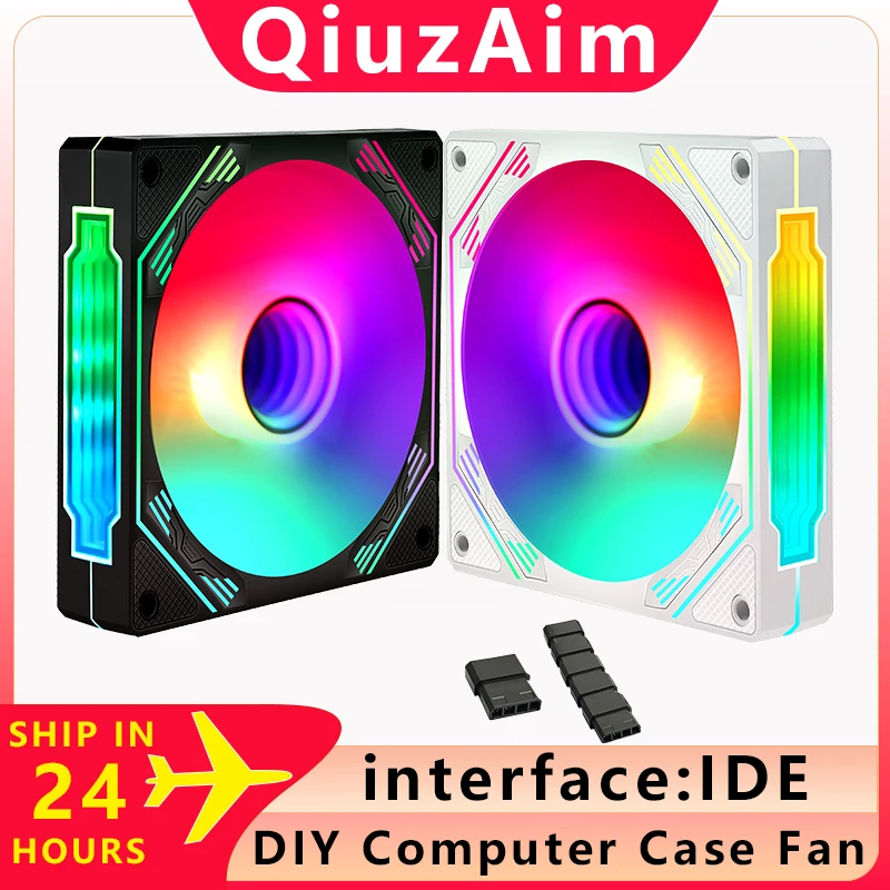 

QiuzAim pc case accessories 120mm fan Air-Cooler DIY CPU Processor Cooler Cooling Fan DC12V Big 4Pin Can be connected in series