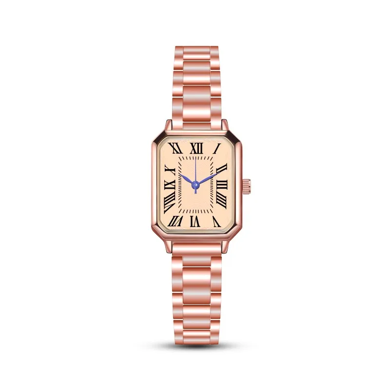 2024 Cross border Foreign Trade New Leisure Fashion Fresh Alloy Steel Strip Square Roman Women's Quartz Watch in Stock