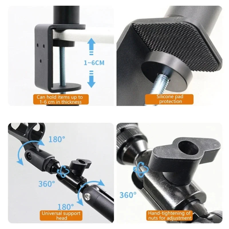 Strong Aluminum Pickup Arm Double Thread Agreement Strengthened Stability for Podcasting Narration and Telecommute Use 896C