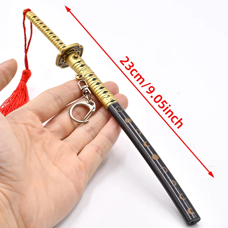22cm Touken Ranbu Mikazuki Munechika Sword Game Peripheral Metal Springing Samurai Sword Katana Weapon Model Keychain Gift Toys