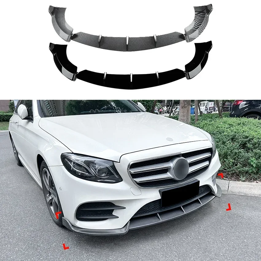 W213 Body Kits Front Bumper Spoiler Lip For Mercedes Benz E class 2016-2020 E260 E300 E43 AMG Carbon Fiber Front Lip