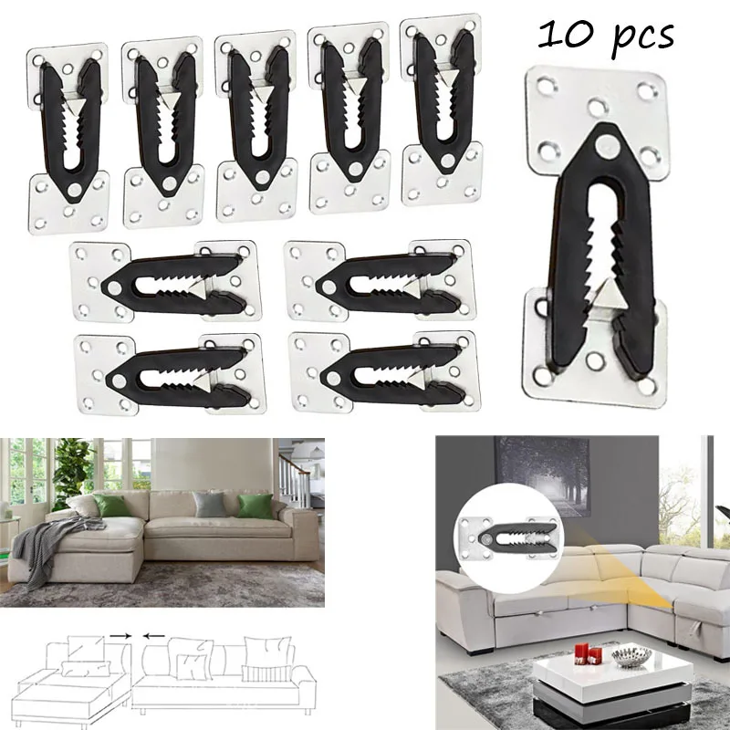 

10pcs Sectional Couch Connector Clips Furniture Joint Snap Connector Clamps Furniture Bracket Corner Home-Hardware Accessories