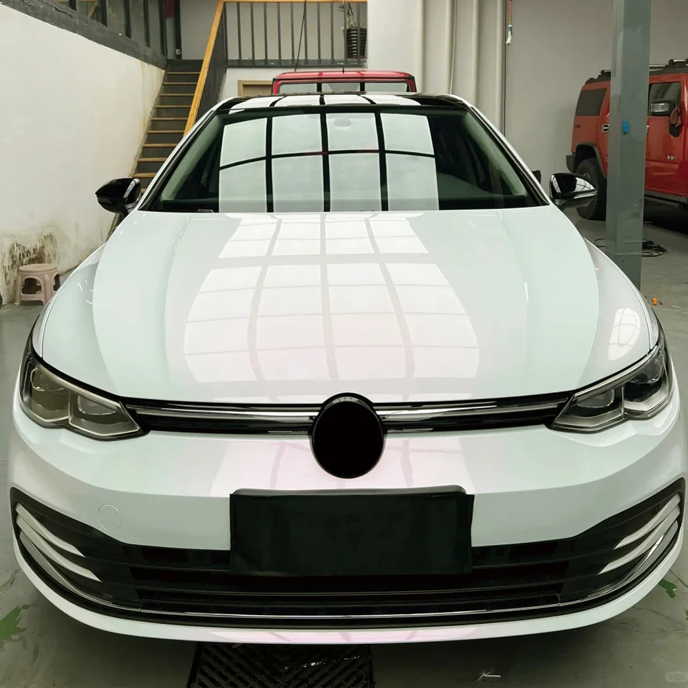 PET Platinum (Bright) White to Pink Film Waterproof Car Stickers Auto External Decoration Vinyl Wrap Decal Accessories for Car