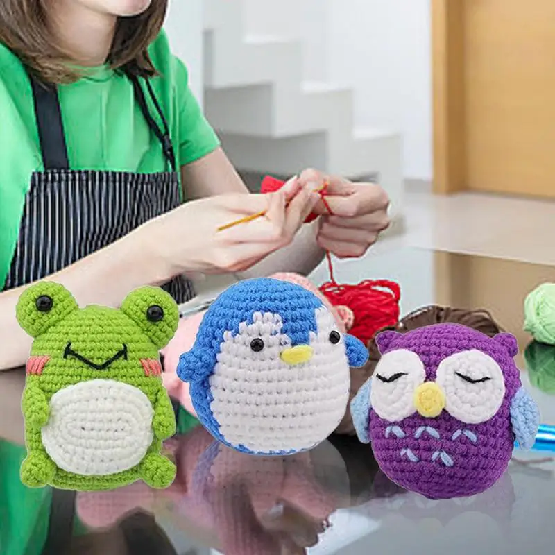 Animal Knitting Kit Animal Owl Crocheting Set Easy-to-Learn Complete Crochet Starter Kit For Experts Beginners