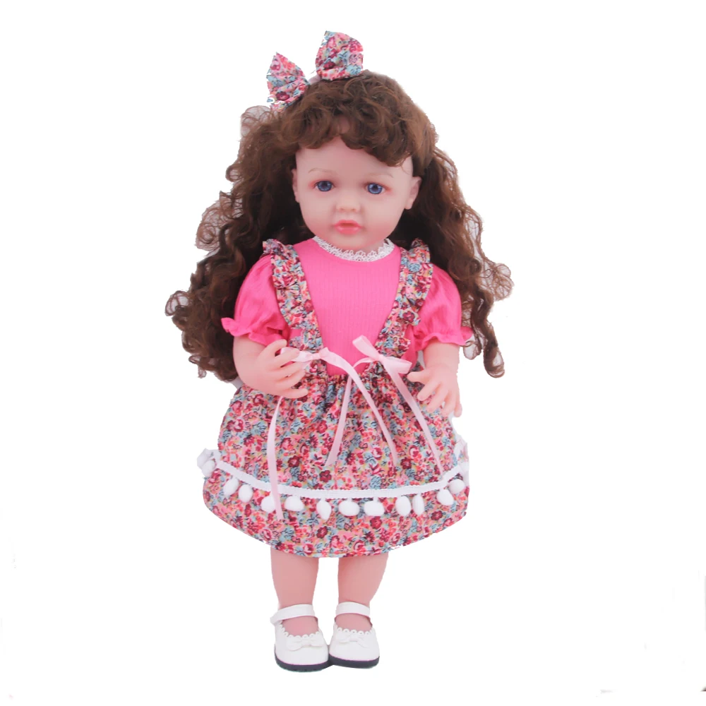 Conjunto de ropa para muñeca Reborn de 55cm, vestido de tirantes, camiseta y clip para el pelo, traje para muñecas recién nacidas de 22 pulgadas, oso de juguete