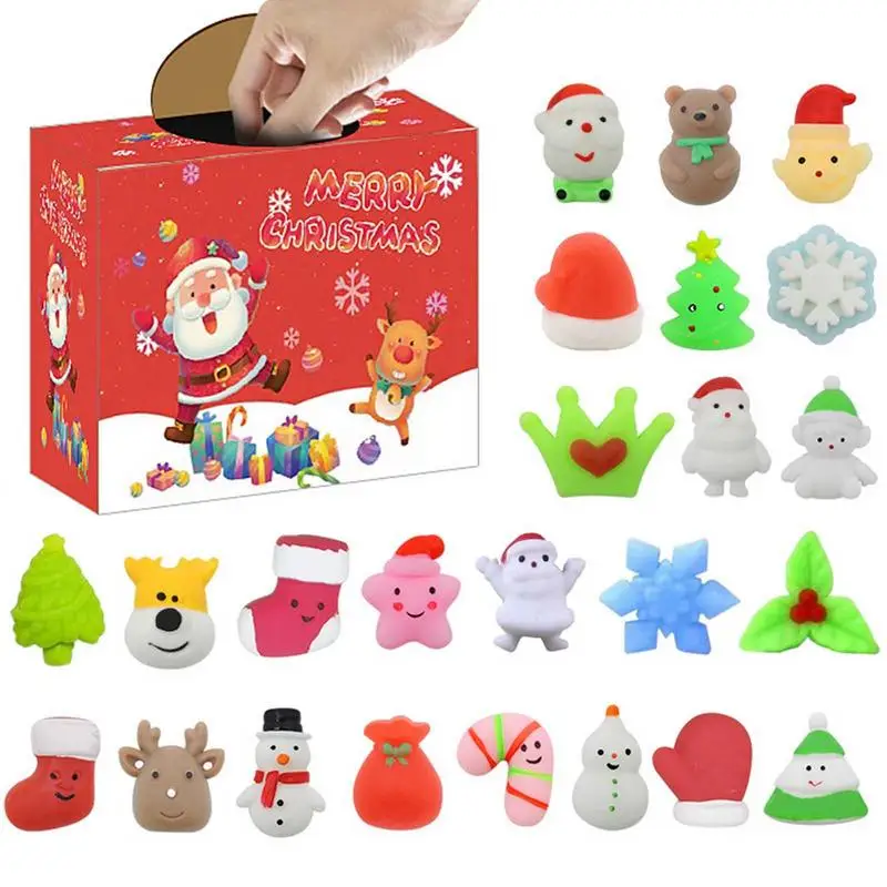 

Advent Calendar Kids Elasticity 24 Days Countdown Calendar Christmas Gift Set Unusual Christmas Themed Mochi Plush Toy Soft