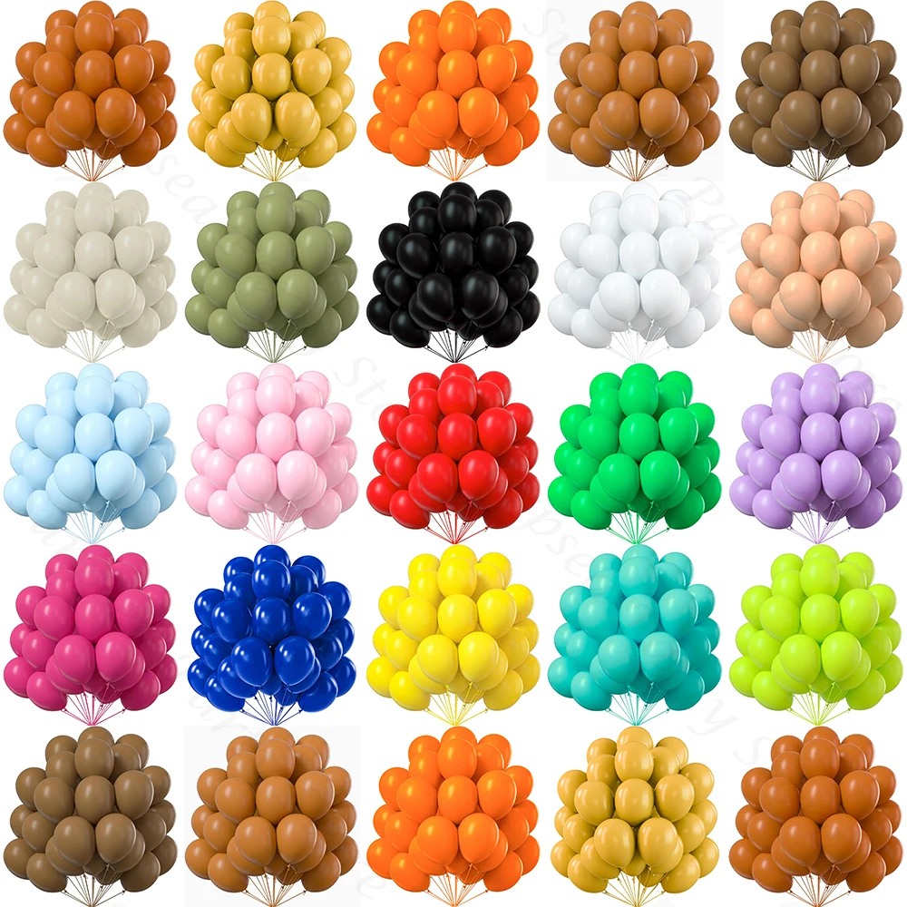 10/20/30/50pcs 10/12 pouces ballons en Latex Orange ballon rouge marron décorations d'automne de mariage anniversaire fête de noël réception-cadeau pour bébé