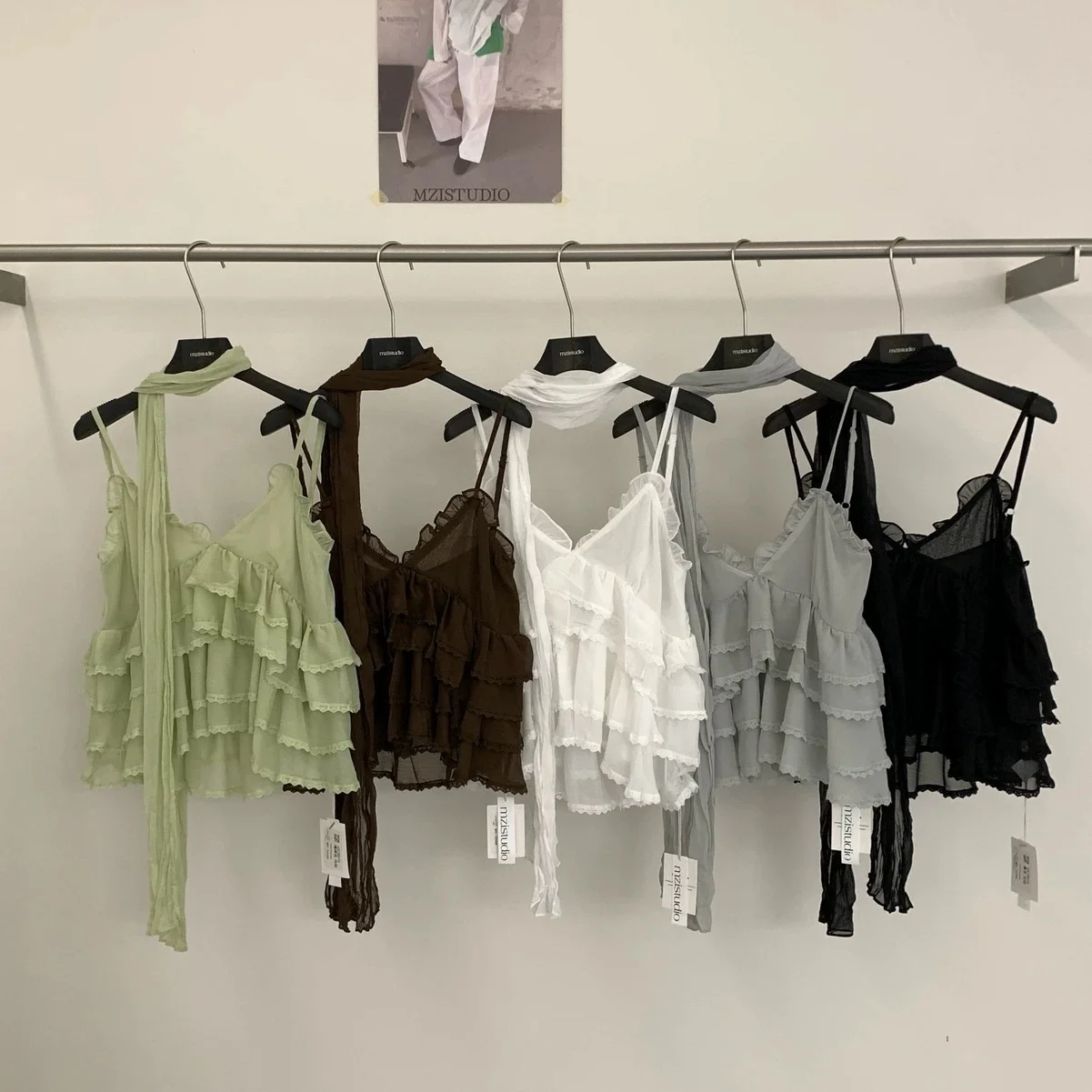 Elegant Lace Collar Vest Top Women's Casual Style Short Sleeveless Summer Fashion Chinese Production Lace Cake Design Scarf