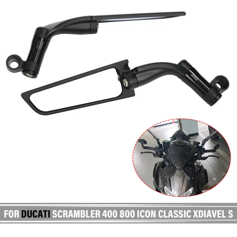 For DUCATI Scrambler 400 800 Icon Classic XDiavel S Motorcycle Rotating Folding Fixed Wind Wing Universal Rearview Mirror Racing