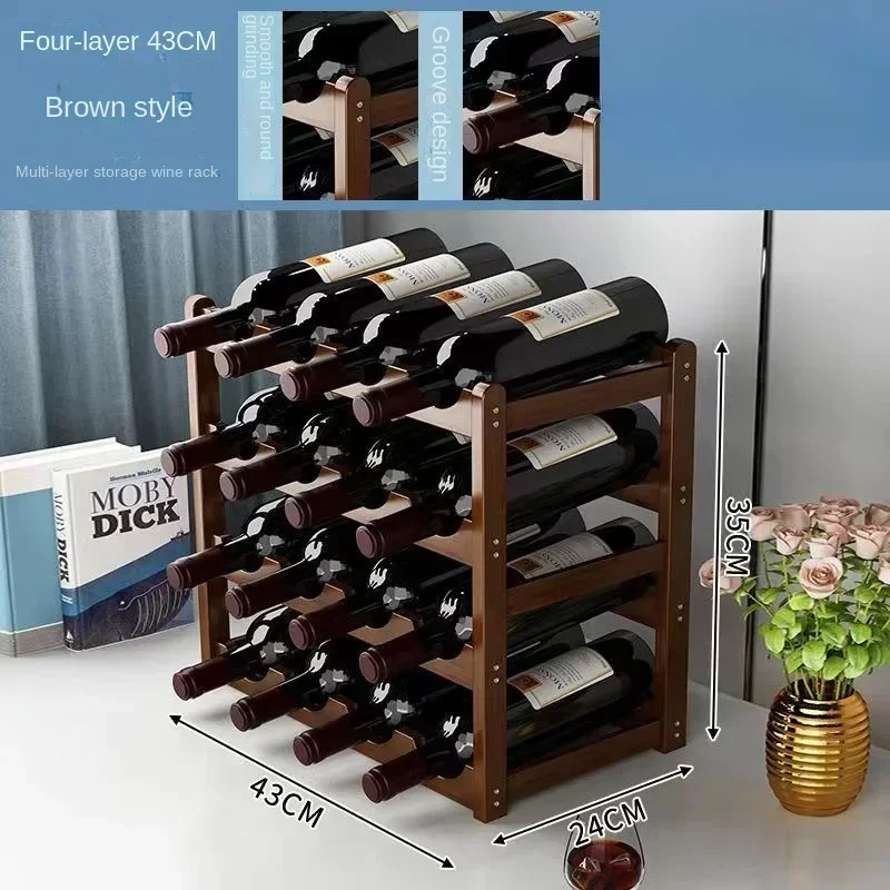 Red WineRack Decoration Household Grid Wine Display Rack Table Creative WineBottle rack Simple wine Cabinet Assemble StorageRack