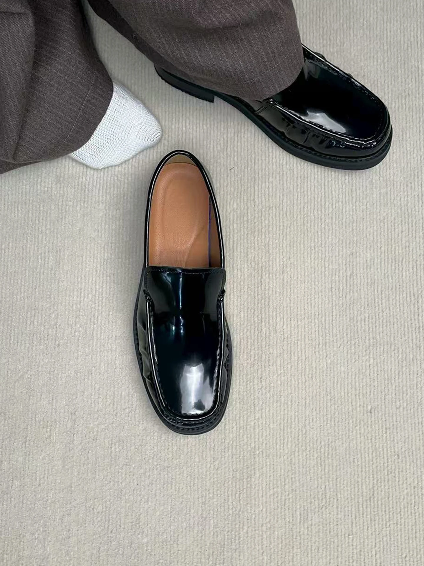 

Bla Briti Sle oes Slip-On Bean Leisure Faion Leather oes Мужской Busin Formal Casual oes Клей Клей S...