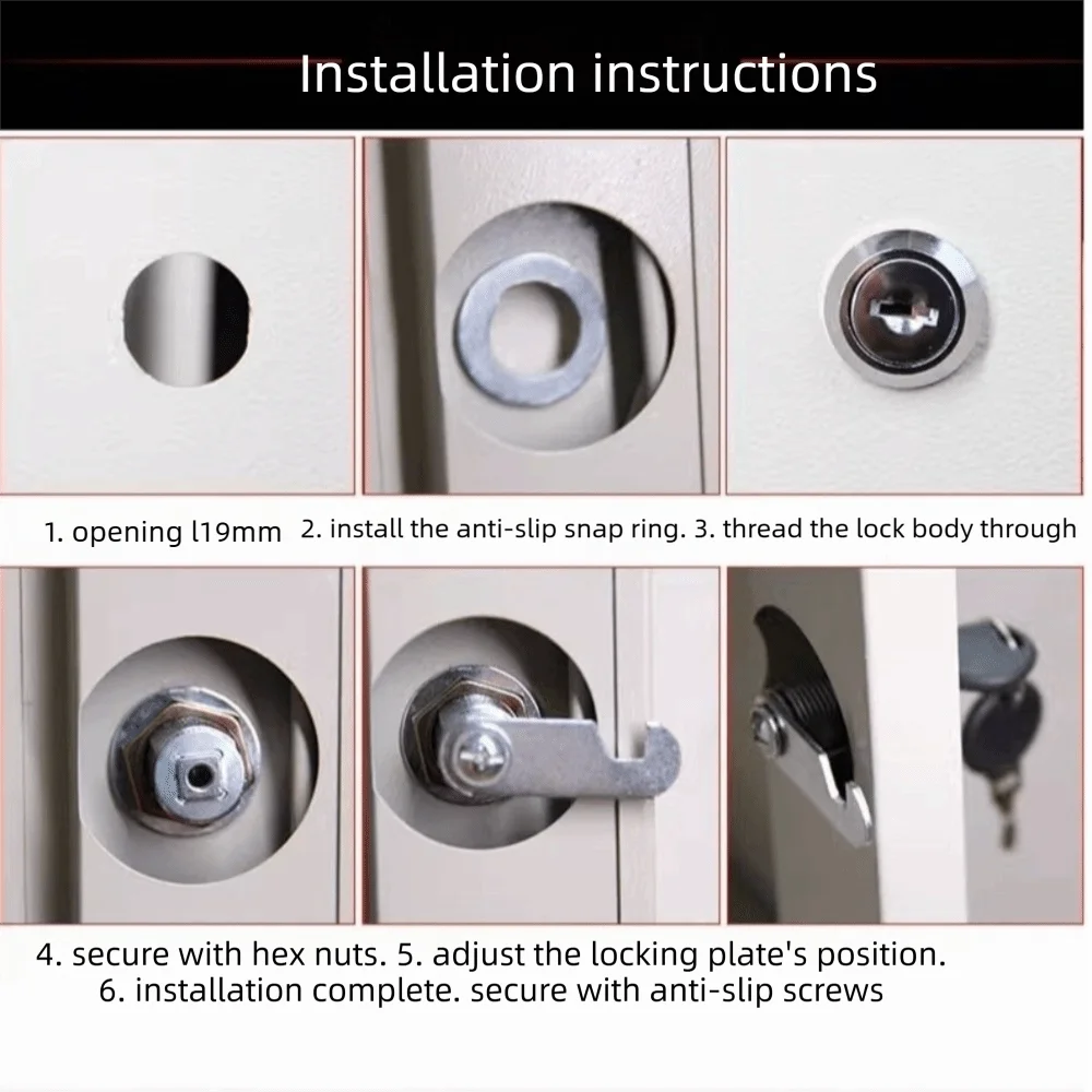 Practical Single Open Cabinet Lock Silver Metal Cabinet Cam Lock with 2 Keys Easy Replacement Drawer Lock Cupboard