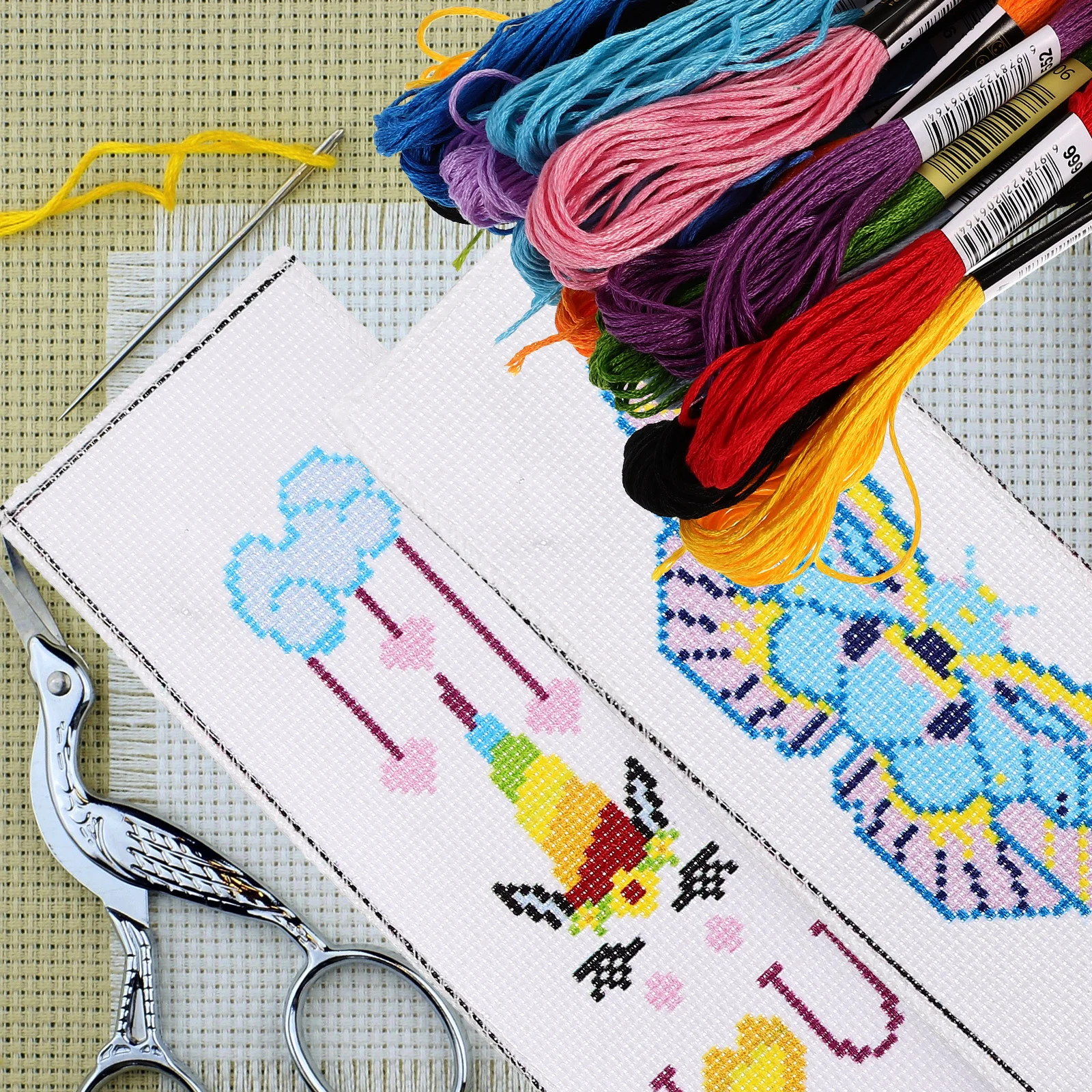 3 Zestawy do haftowania zakładek do książek DIY, zestawy zawieszek do książek, bezpieczne, delikatne, komfortowe, zapewniające przyjemność wizualną, prezent dla entuzjastów.