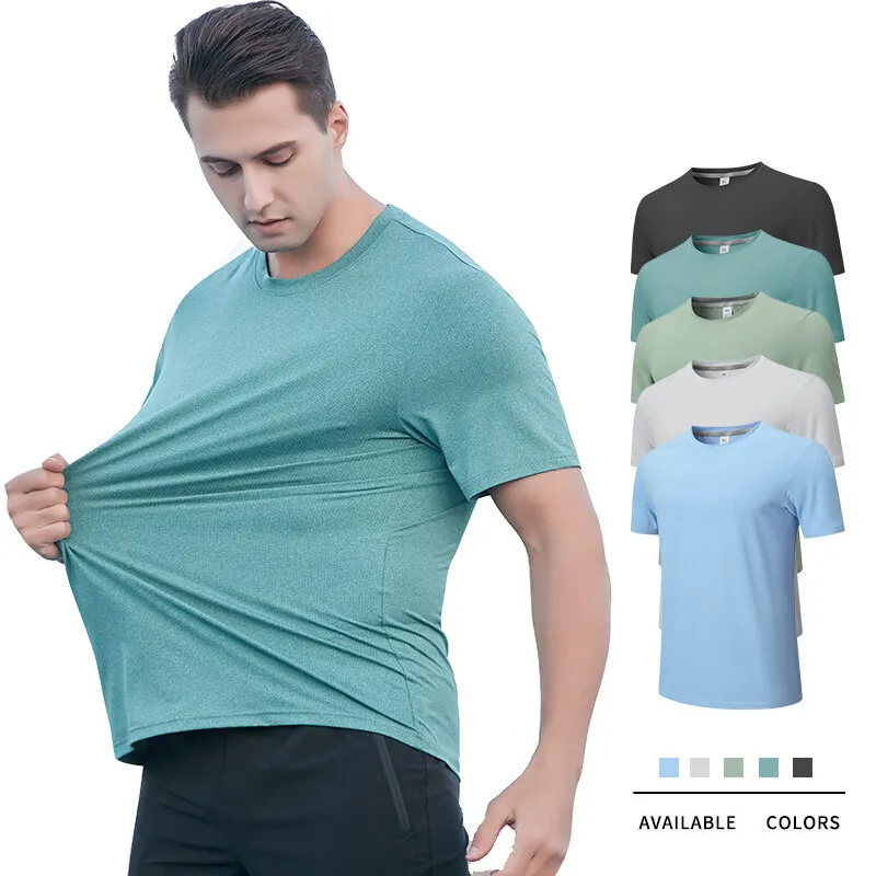 

(S-2XL)Men's Quick Dry Sport T-Shirt Marathon Running Fitness Tops Workout Elastic Short Sleeved Exercise Training Shirt