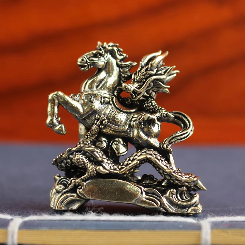 1Pc Chinese Dragon Horse Brass Craft Ornament 2026 Small Copperware Creative Home Decor Desktop Gift For Collection