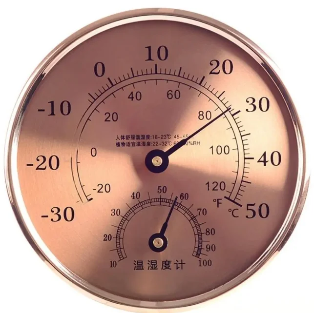 12.7cm Thermometer Hygrometer Metal Indoor Outdoor Temperature Humidity Tester -30-50°C/10-99%RH Temperature and Humidity Meter