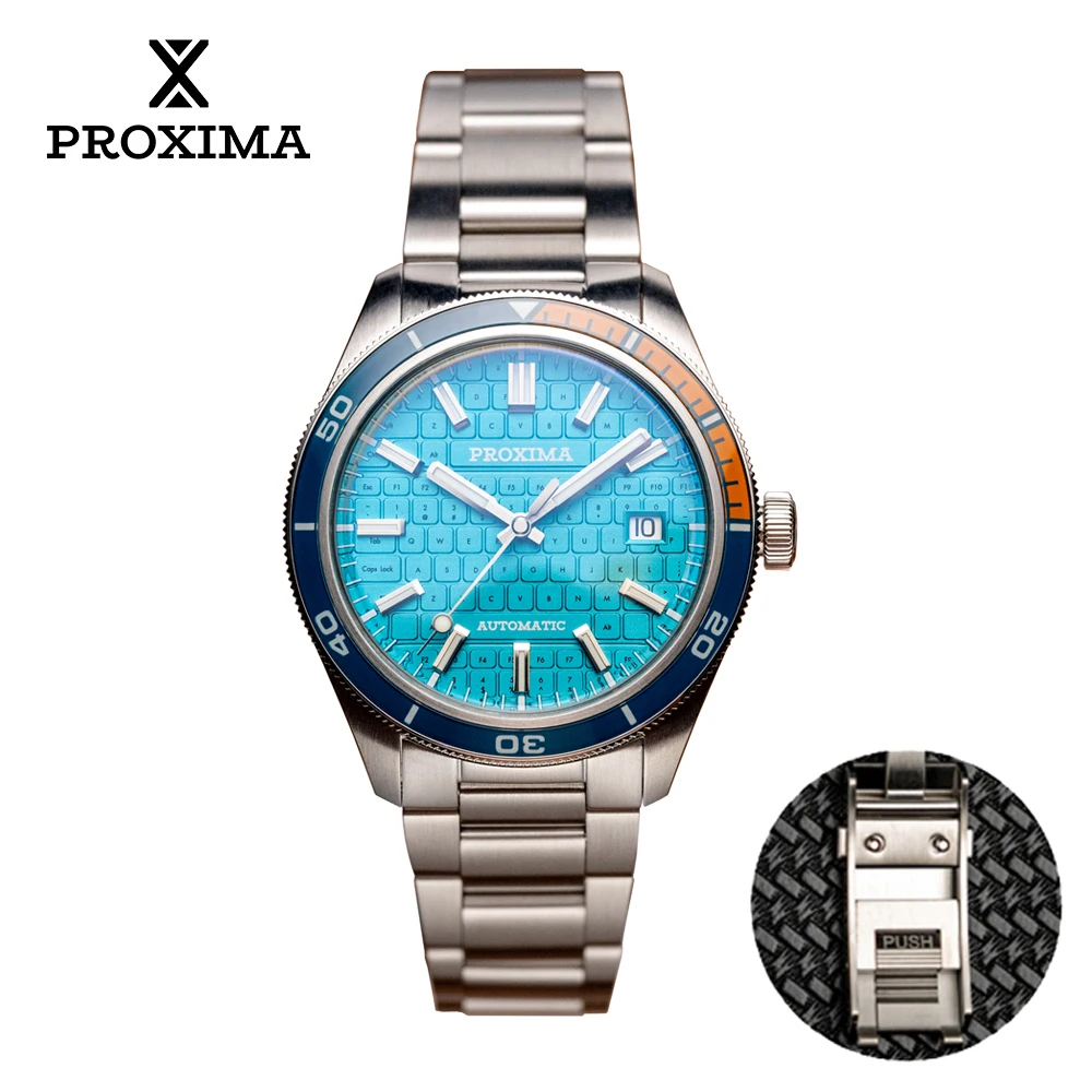 Proxima PX1728 New Men\'s Automatic Mechanical Watches Keyboard Dial 39mm Sapphire Stainless Steel Waterproof Watch Reloj Hombre