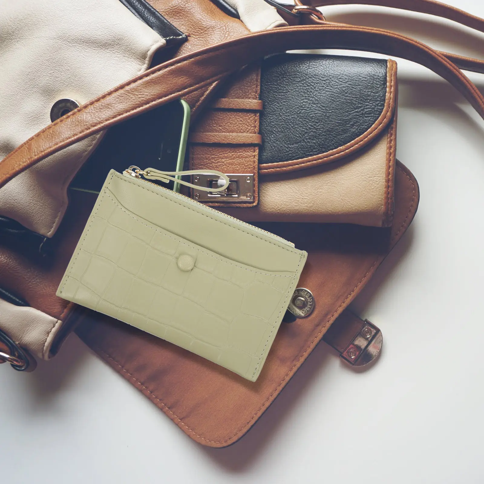 

Кошелек-монетница из ПУ, 1 шт., мини-кошелек на молнии для женщин, для карт и монет, с отдельным отделением, компактный, легко носить с собой