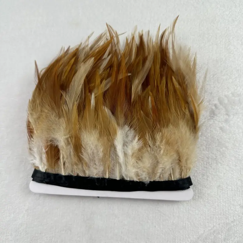 Wholsale 10Meters/lot Natural Brwon Red BlackChicken Cock Rooster Tail Feather Fringe feather trimming for Clothes Decorations