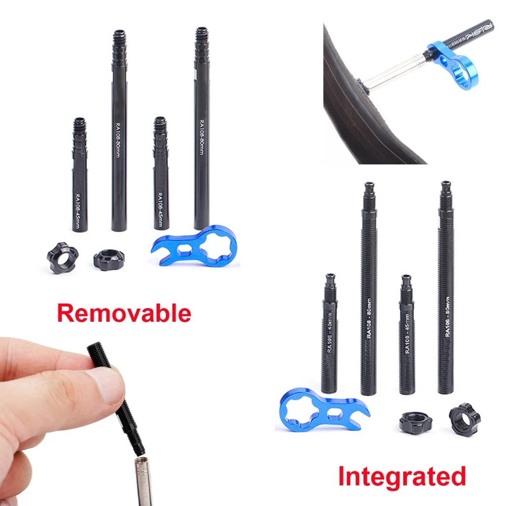 AliExpress RISK Integrated Removable 45mm 80mm Bike Bicycle Inner Tubes Presta Valve Extender Extension With Core Wrench Aluminium RA108