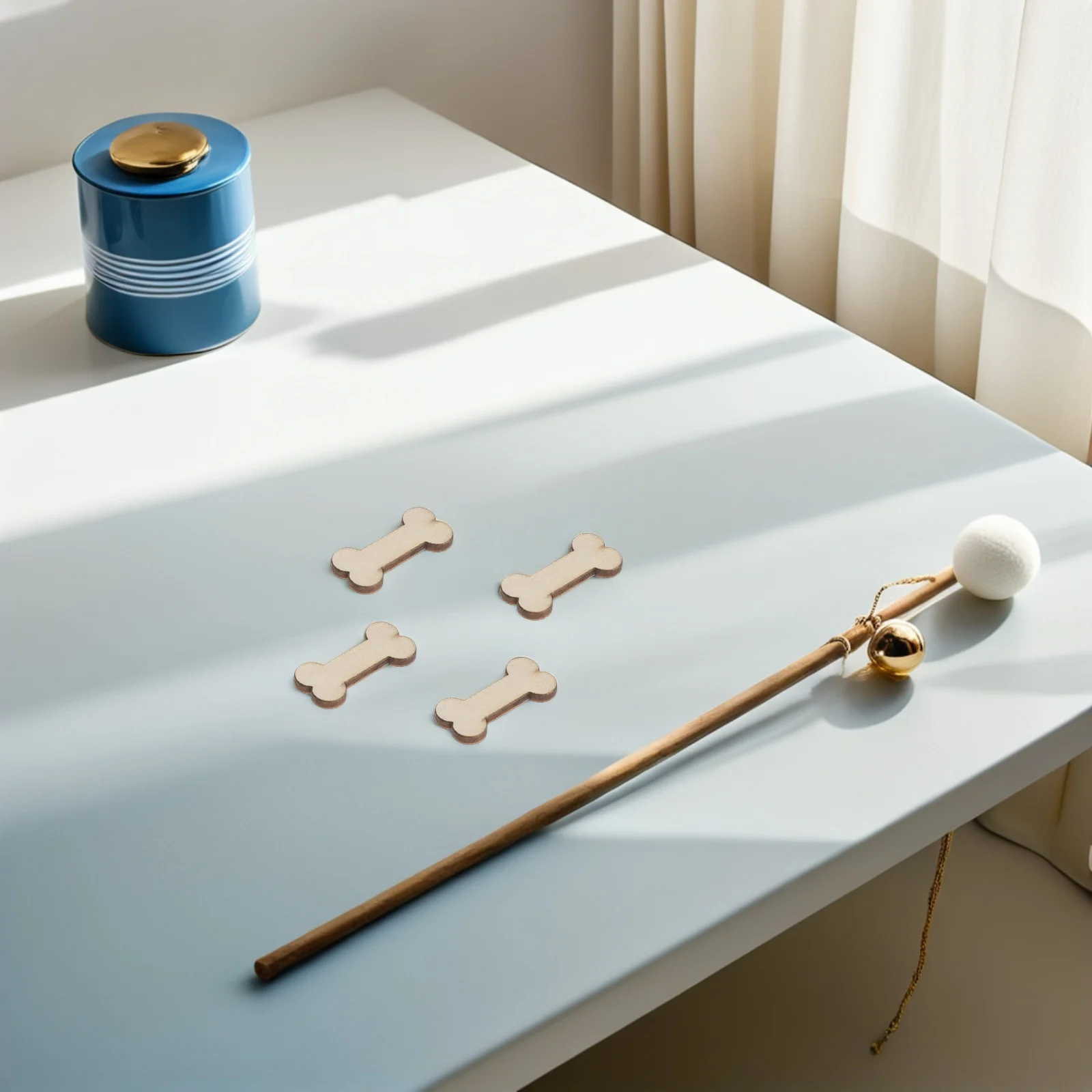 

100Pcs Unfinished Wood Dog Bone Cutouts Plain Natural Slices for DIY Craft Projects Wooden Decorative Pendants Home Pet Wall Art