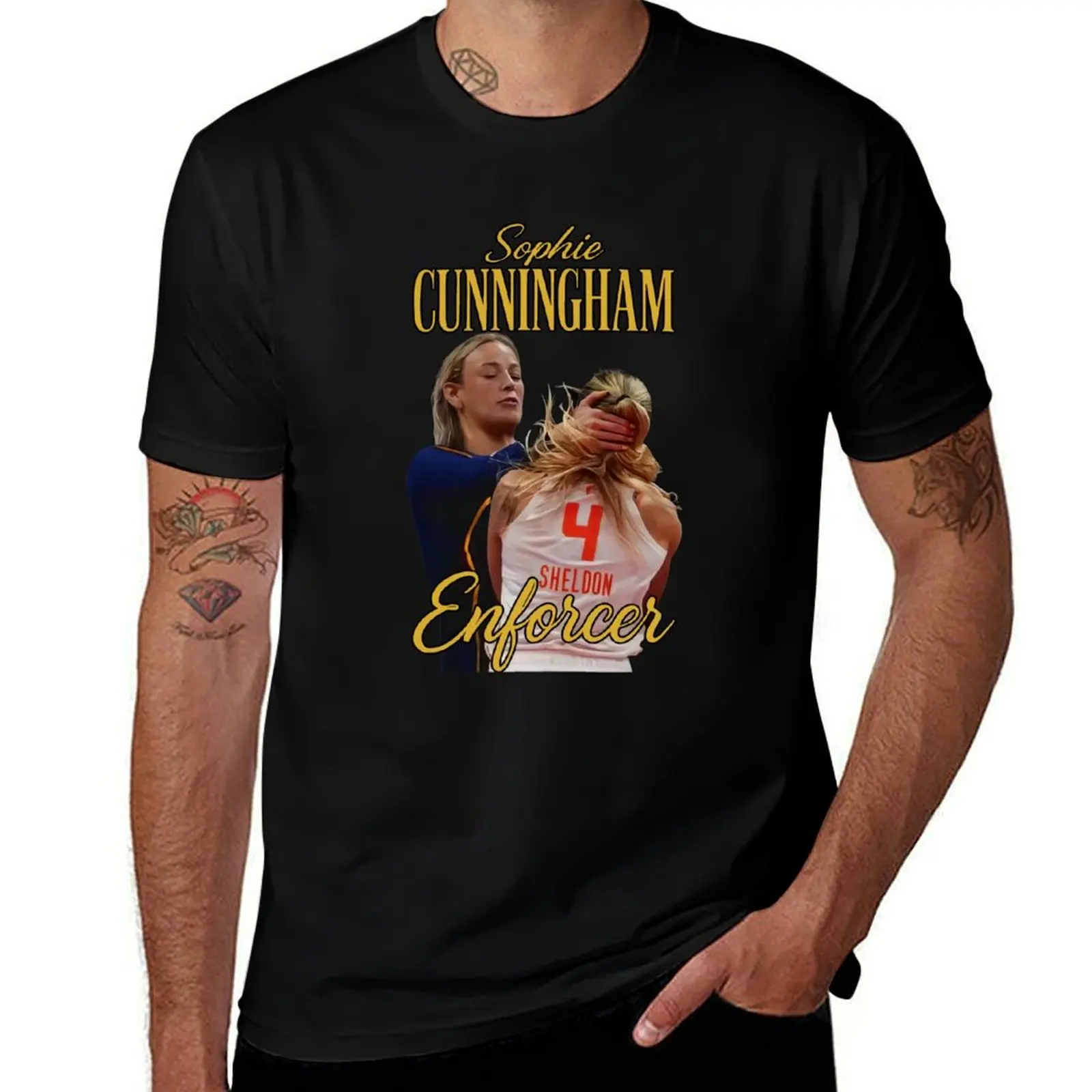 Indiana Fever Sophie Cunningham, Sophie Cunningham The Enforcer Indiana T-Shirt Plus Size Workout Short Sleeve Top