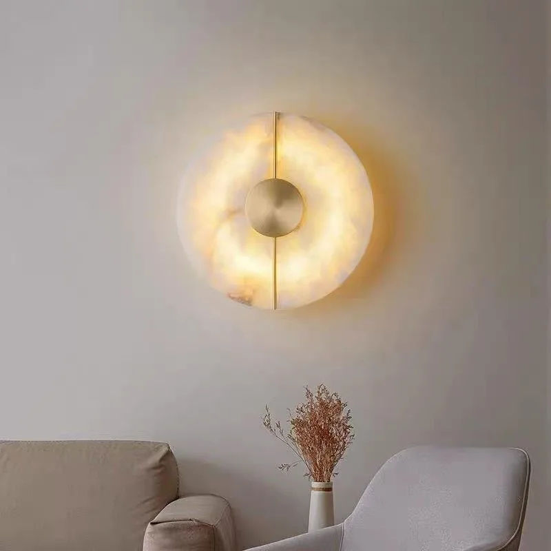 Modern Luxury Creative Marble Wall Light - Alabaster Marble Wall Sconce for Bedroom Bedside Living Room Aisle Indoor Decor