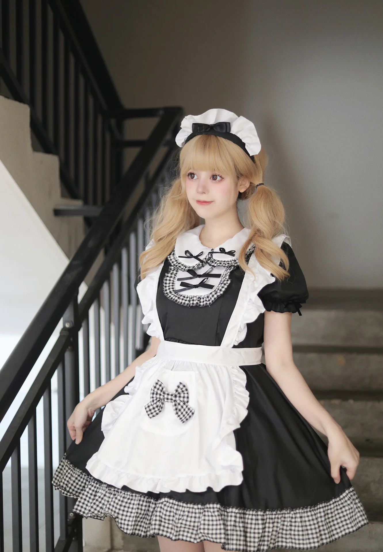 Conjunto de vestido de sirvienta Lolita para niña exótica, traje de Cosplay negro, vestido de mucama de colección Lolita, disfraces de fiesta, S -5XL