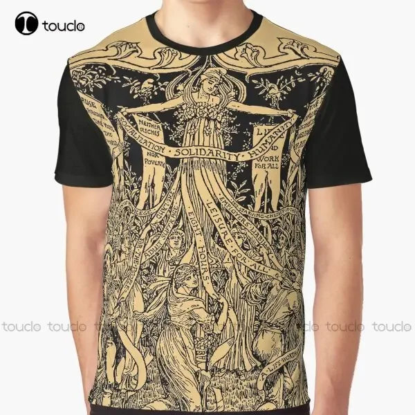 Workers' Maypole - Walter Crane May Day Socialist Labor Anti Capitalist Graphic T-Shirt Shirt Men Digital Printing Tee Shirts