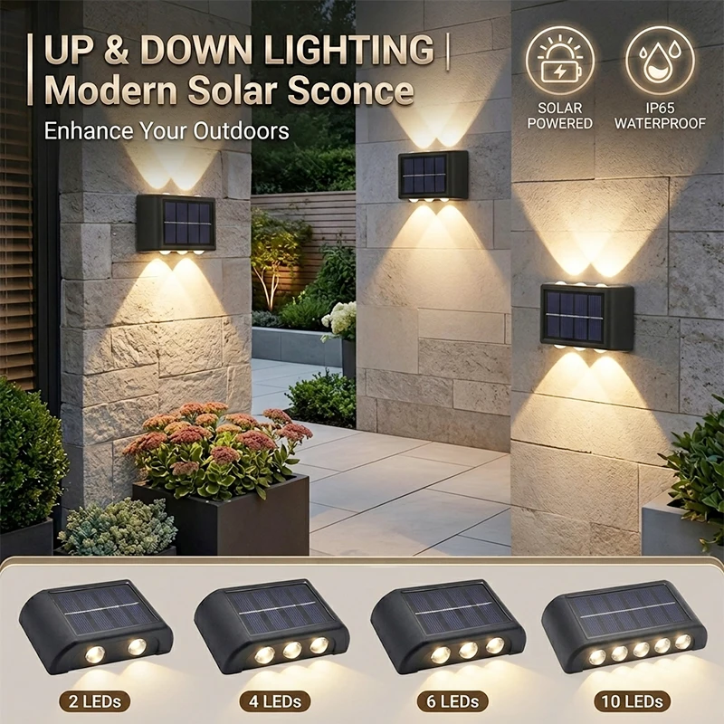 Solar Lamp Outdoor Yard Garden Decor Solar LED Light ,Waterproof Sunlight Powered Spotlight,Wall Lamp with Automatic Charging