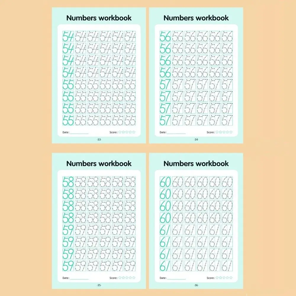 48 Pages Number Practice Book Numbers 0-100 Montessori Teaching Aids Math Learning Copybook Handwriting Practice Notebook