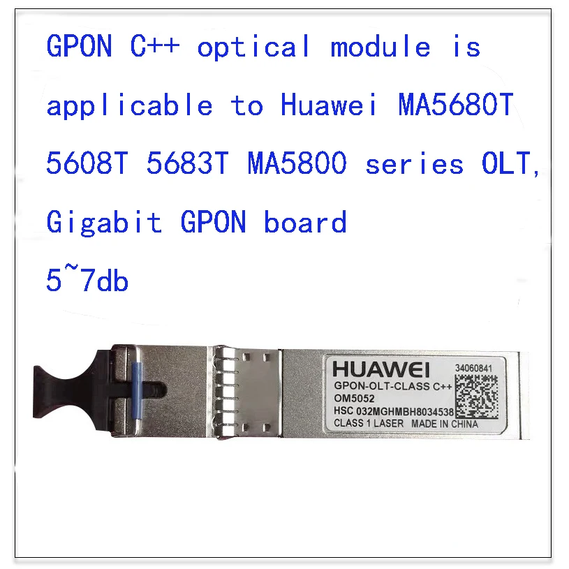 

GPON C++ optical module is applicable to Huawei MA5680T 5608T 5683T MA5800 series OLT Gigabit GPON board