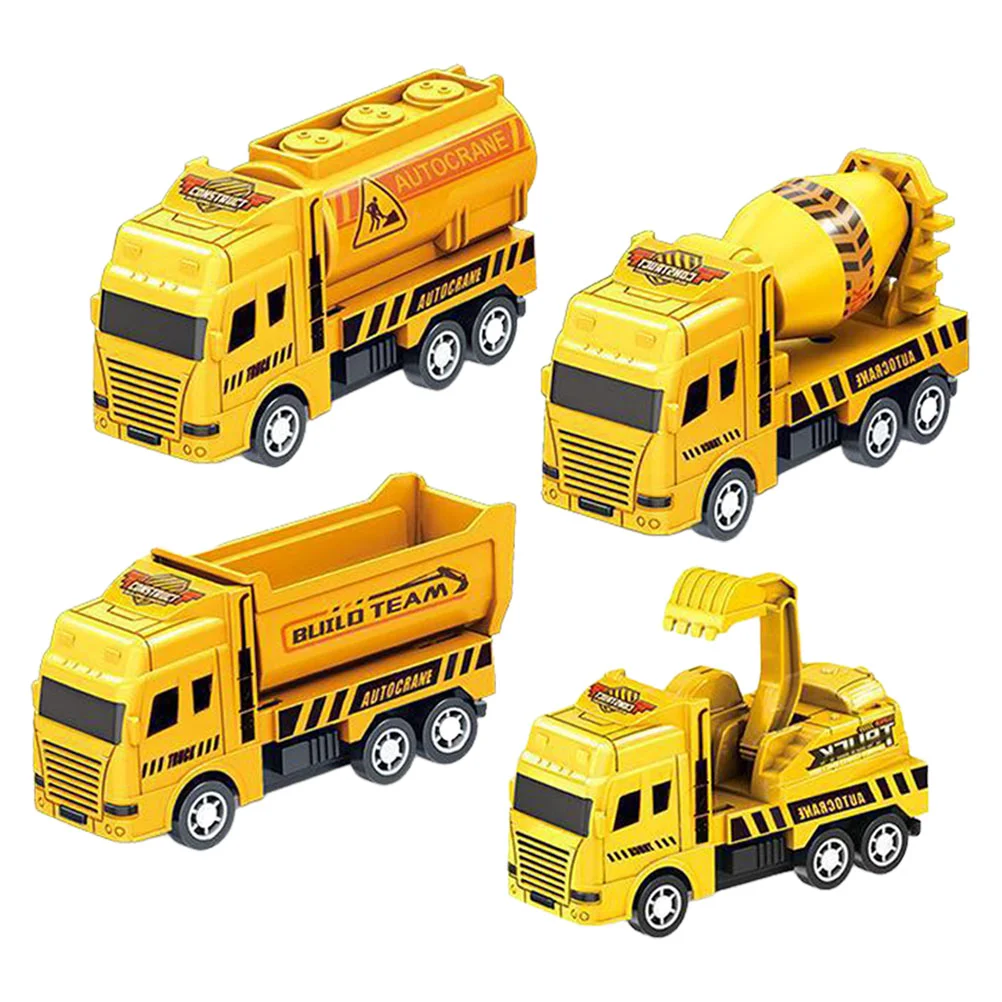 

4 Pcs Pull Back Engineering Vehicle Toddlers Truck Toy Kids Excavator Small Model Children’s Toys Cars Construction Cart