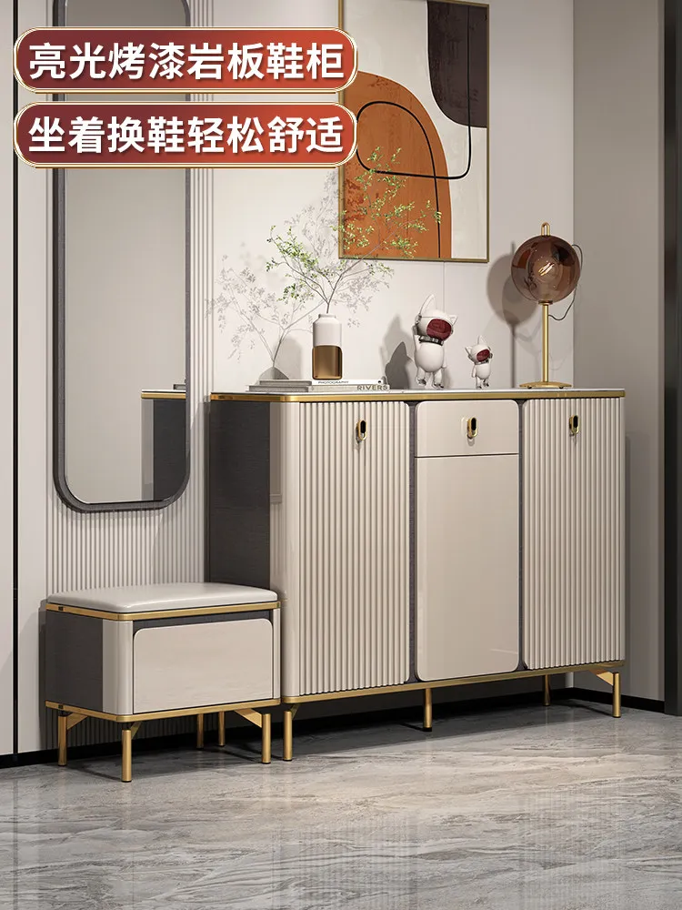 shoe cabinet is simple and modern at the door of the home, and the new Italian-style rock slab storage entrance cabinet