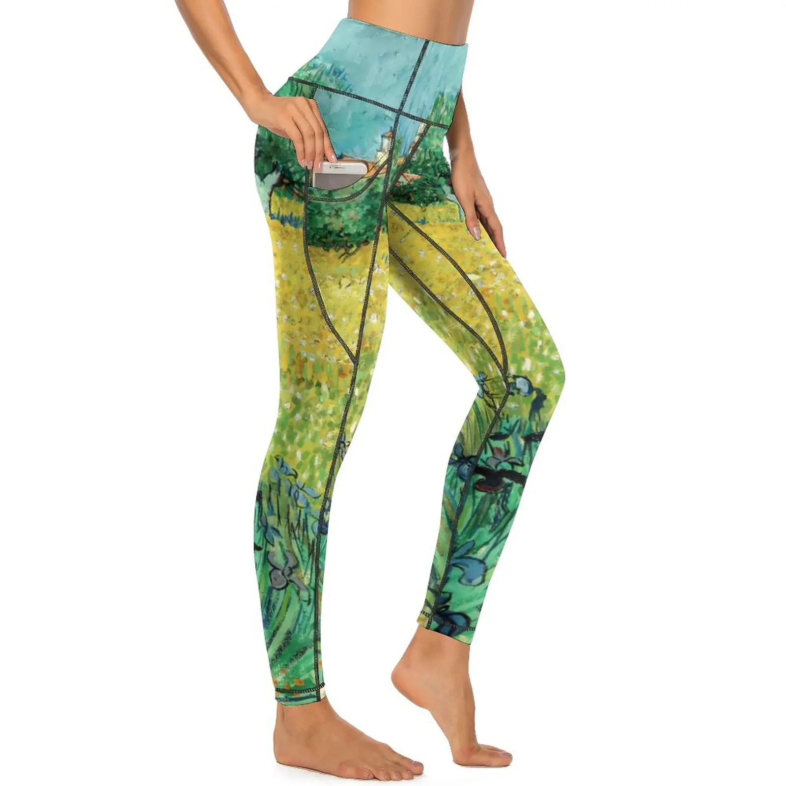 Vincent Van Gogh-Leggings de yoga élastiques vintage pour femmes, collants de sport, pantalons push-up, terrain sexy avec fleurs, fitness