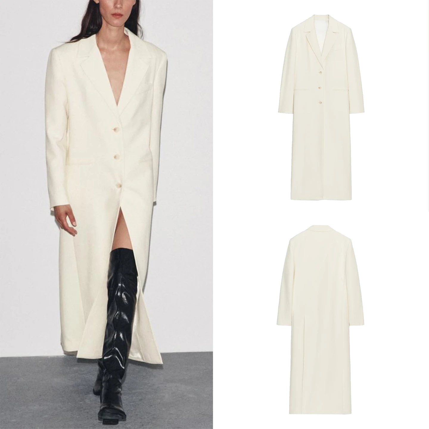 

Faionable Personali Women's Coat Autumn 2025 Straight Cut Long Sve Single Button Closure Pure Color Versatile Outerwear