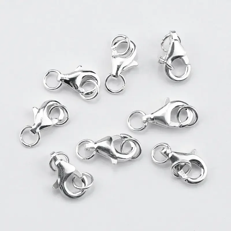 8mm 9mm 925 Sterling Silver Double Ring Lobster Clasps Jewelry Findings DIY Necklace Bracelet Making Jewelry Accessories 2pcs