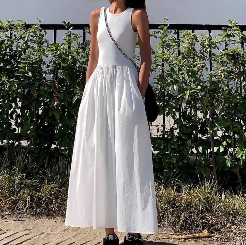 

Summer Long Skirt New High-end Vest Slimming Design Sleeveless Temperament White Dress