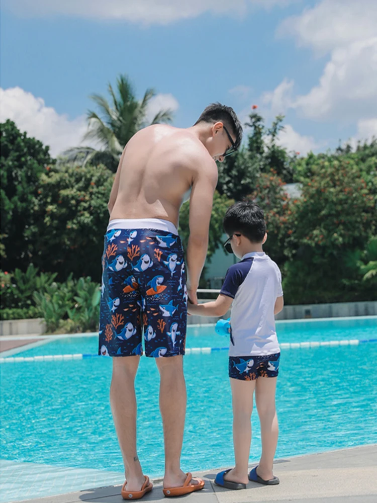 

Fly Swimwear ort Sve Two-Piece Men's Thermal Spring Beach orts Children's Swimming Suits for Dad And Kids