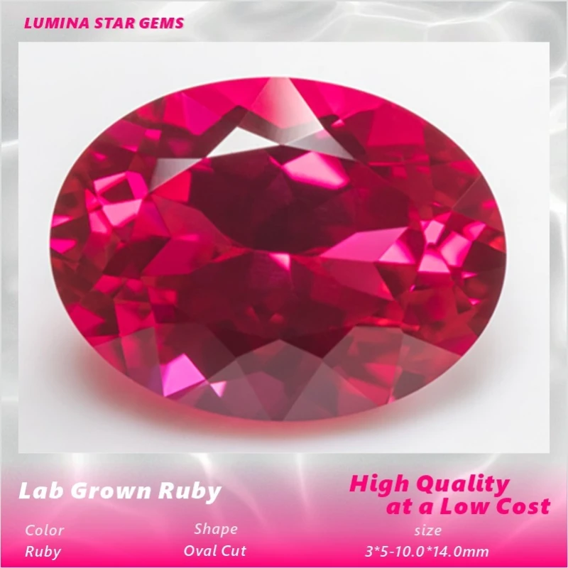 Certified VVS1 Clarity Lab Grown Ruby, Red Oval Cut, Natural Color, for Custom Jewelry Design and Professional Jewelry