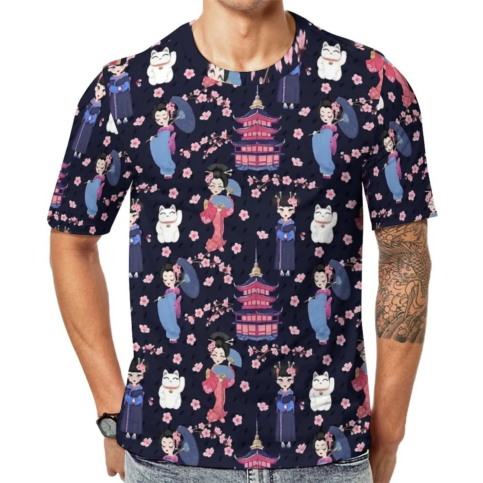 Summer T Shirt Cute Japanese Dolls Navy T Shirts  Street Style Fashion Tee Shirt For Male Short-Sleeve Graphic Big Size Tops