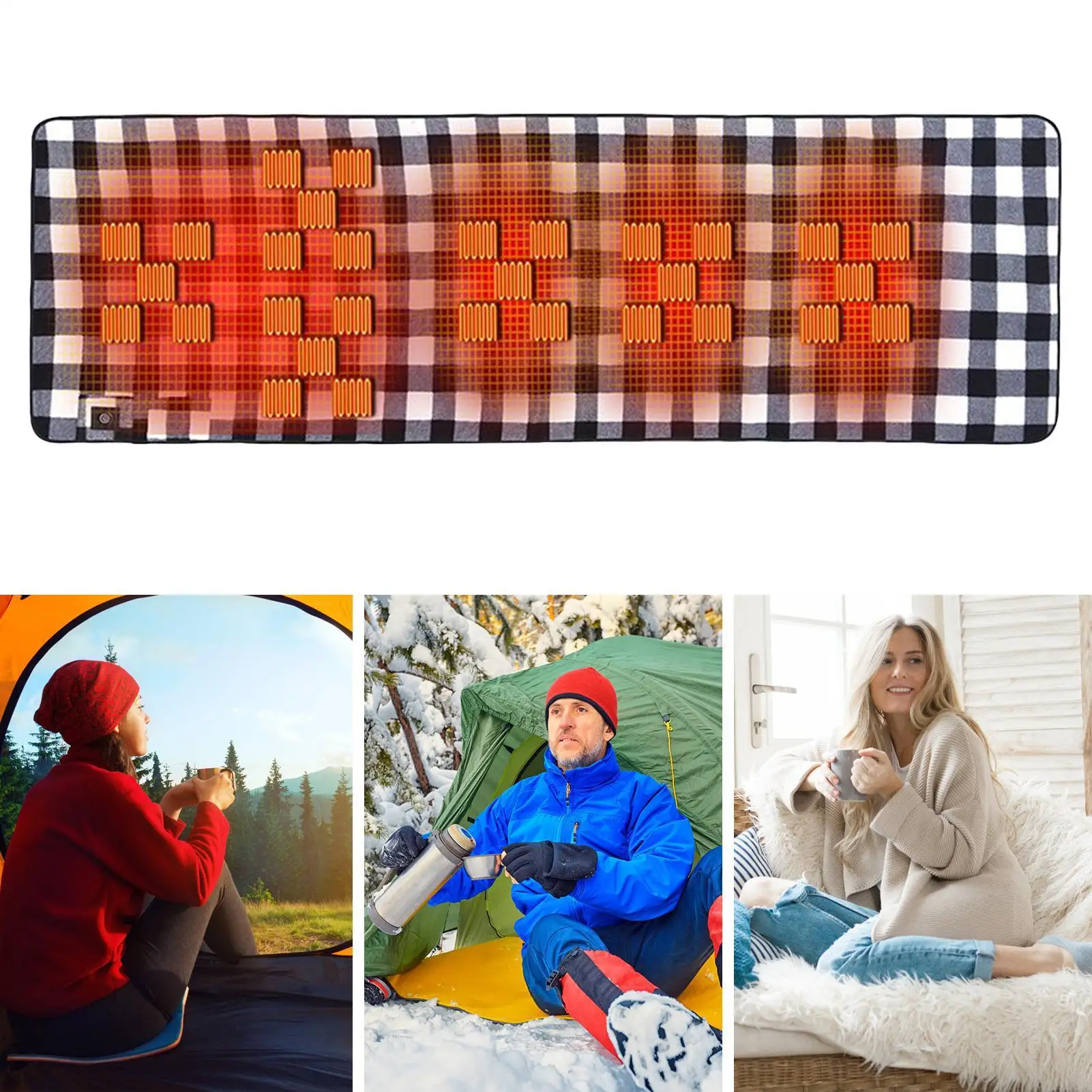كيس نوم ساخن للتخييم في الهواء الطلق 3 سرعات تعديل الشتاء القطن واجهات USB وسادة النوم التدفئة الكهربائية